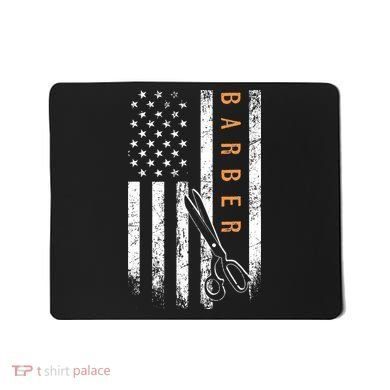 Barber American Flag Design Barbershop Mousepad