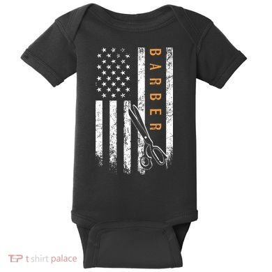 Barber American Flag Design Barbershop Baby Bodysuit