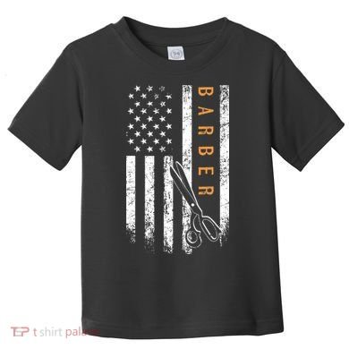 Barber American Flag Design Barbershop Toddler T-Shirt