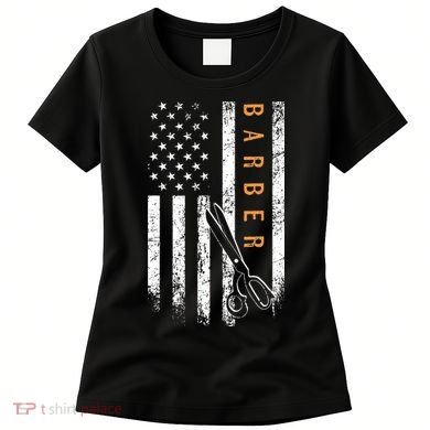 Barber American Flag Design Barbershop Women's T-Shirt