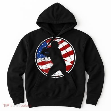 Baseball American Flag Vintage Baseball Hoodie