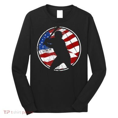 Baseball American Flag Vintage Baseball Long Sleeve Shirt
