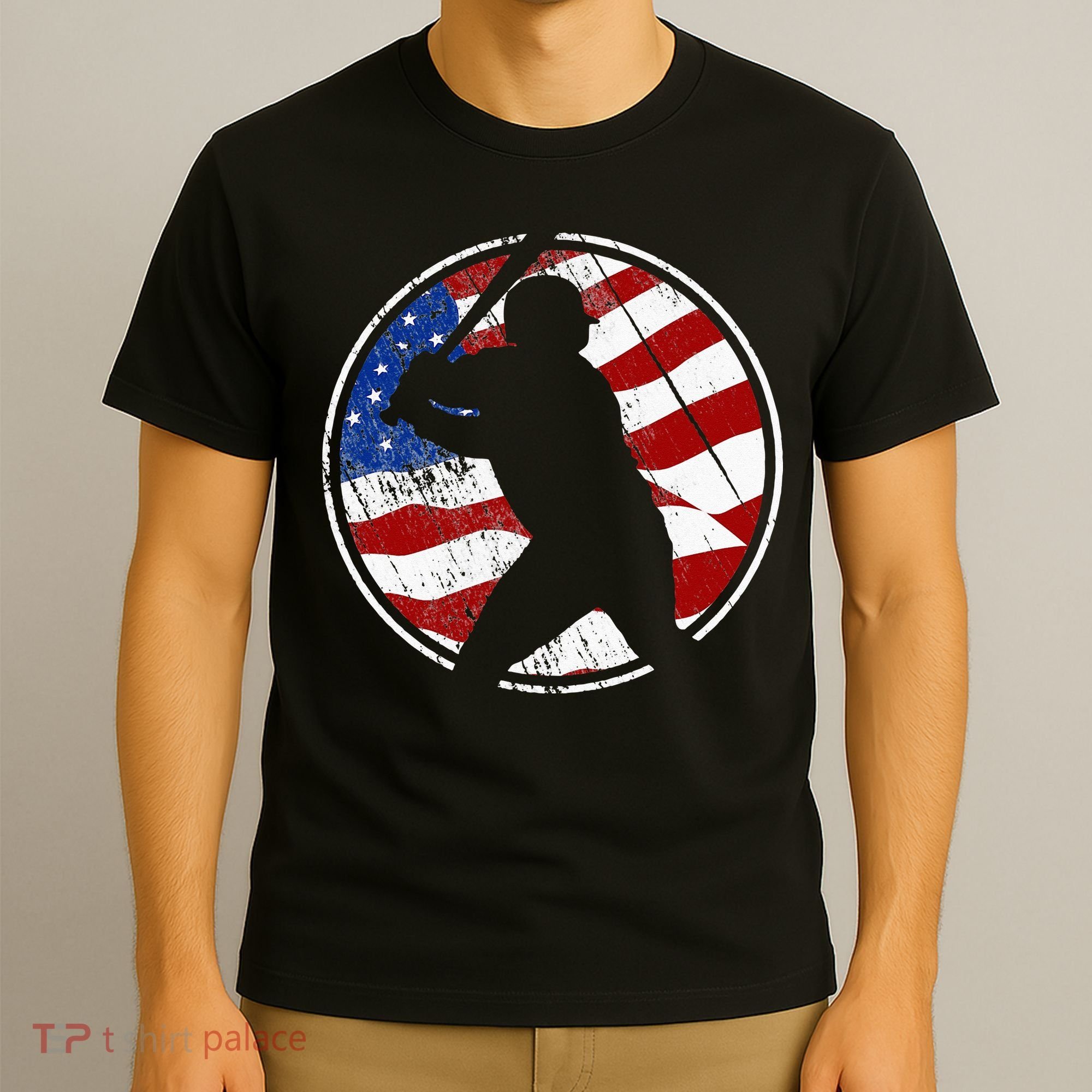 Baseball American Flag Vintage Baseball T-Shirt