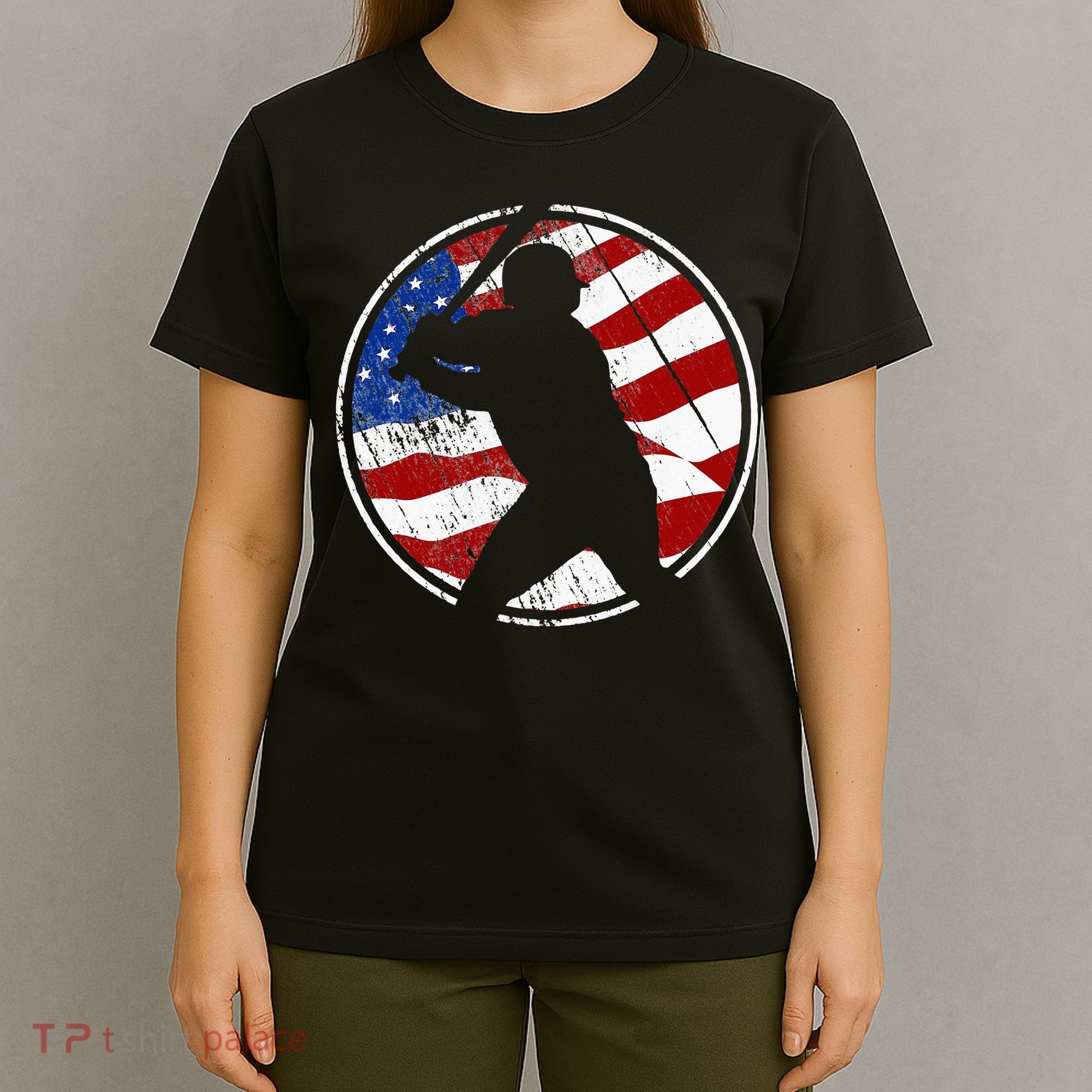 Baseball American Flag Vintage Baseball T-Shirt