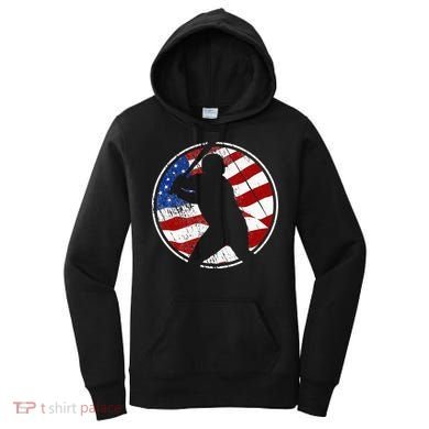 Baseball American Flag Vintage Baseball Women's Hoodie