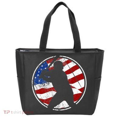 Baseball American Flag Vintage Baseball Tote Bag