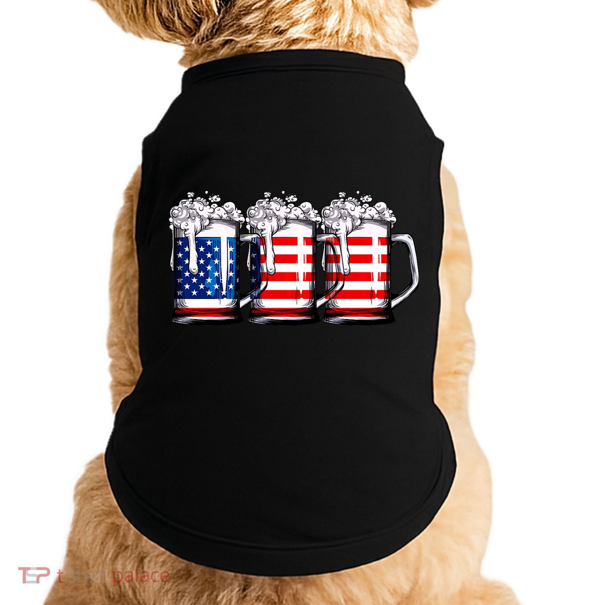 Beer American Flag 4th Of July Merica Drinking Usa Doggie Tank