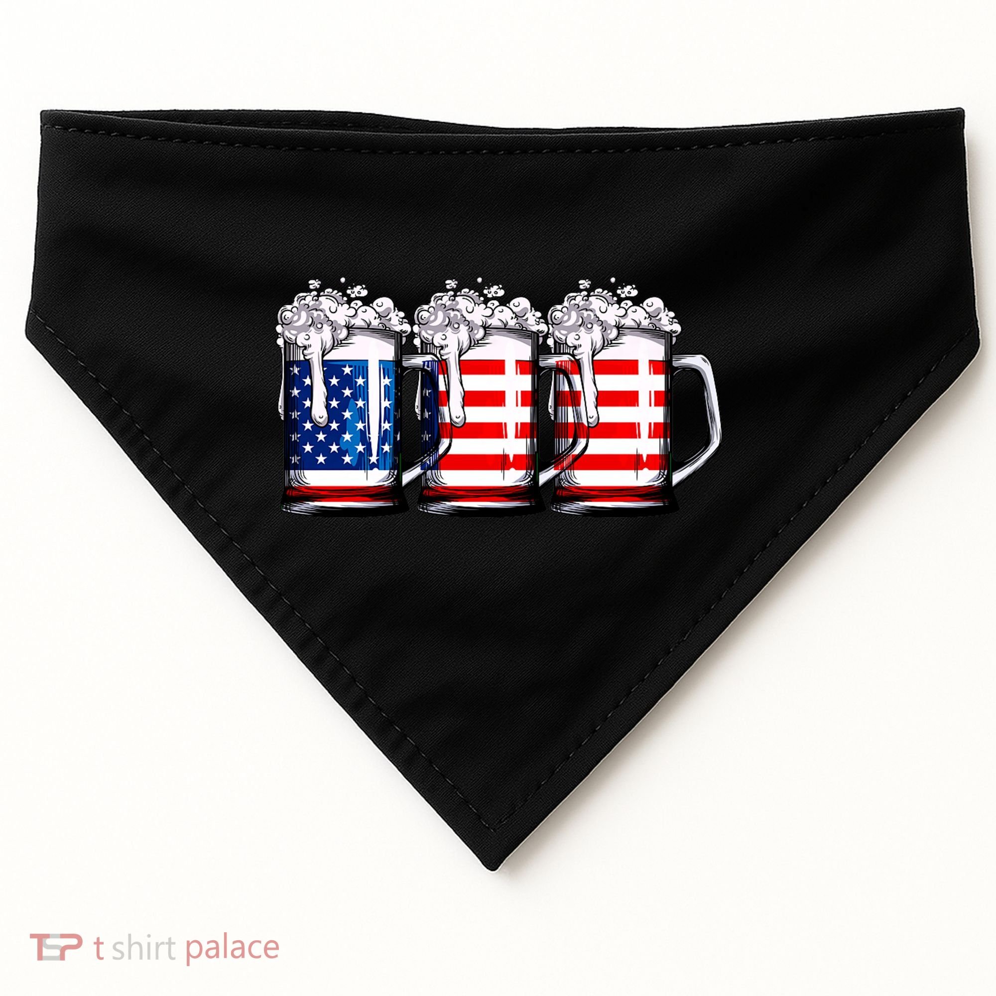 Beer American Flag 4th Of July Merica Drinking Usa USA-Made Doggie Bandana