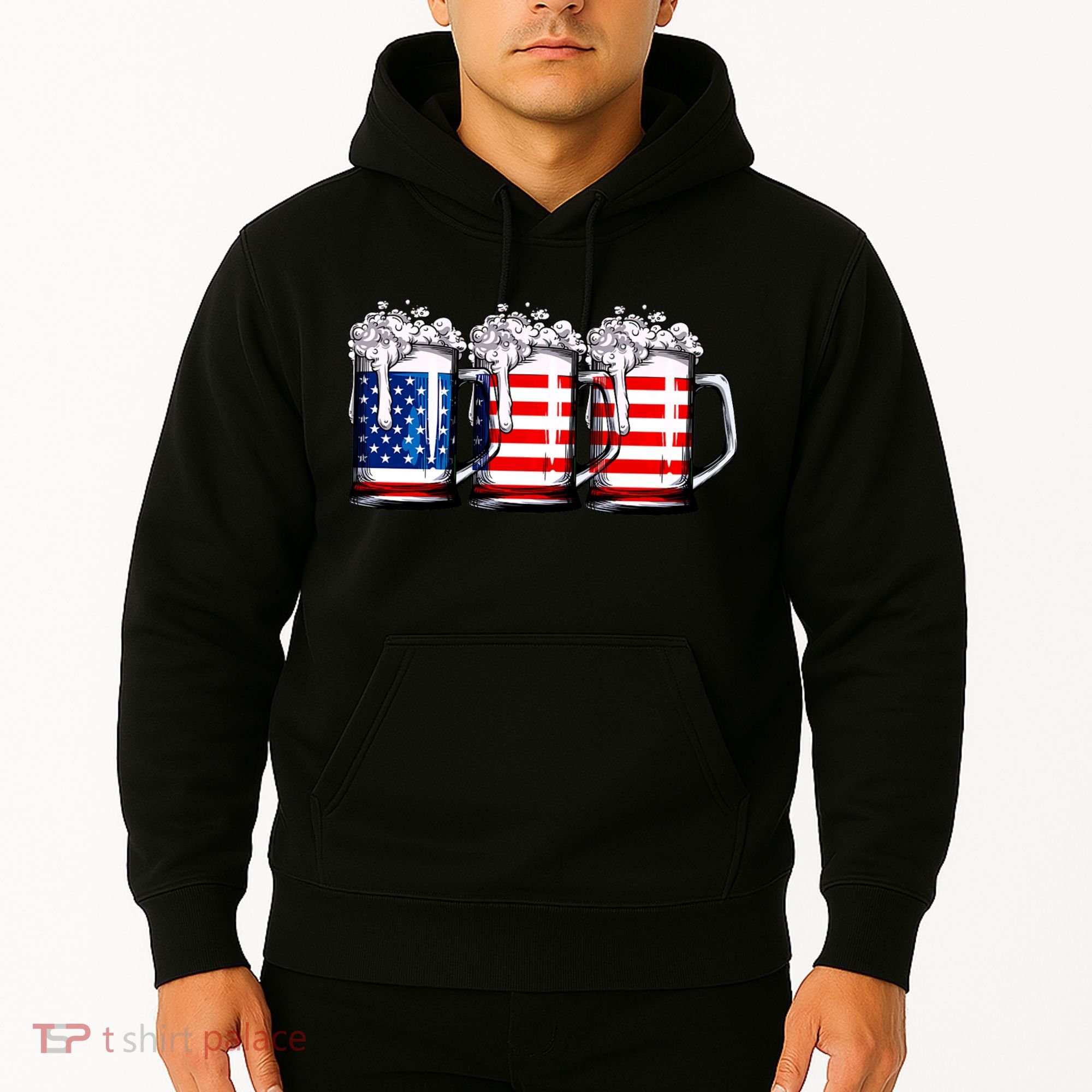 Beer American Flag 4th Of July Merica Drinking Usa Hoodie