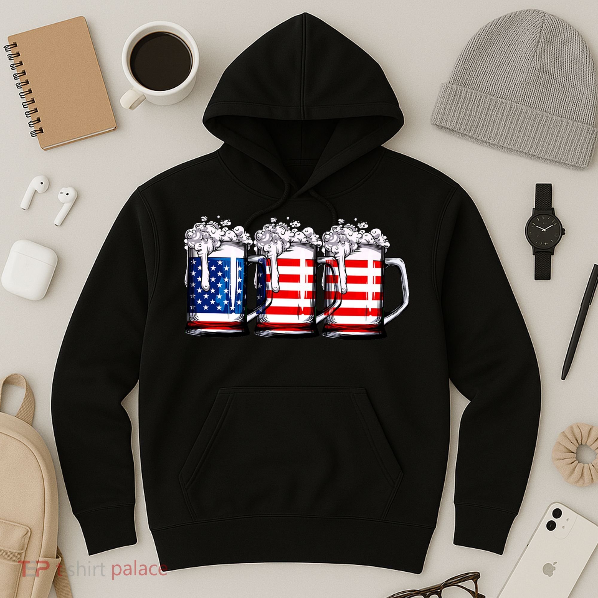 Beer American Flag 4th Of July Merica Drinking Usa Hoodie