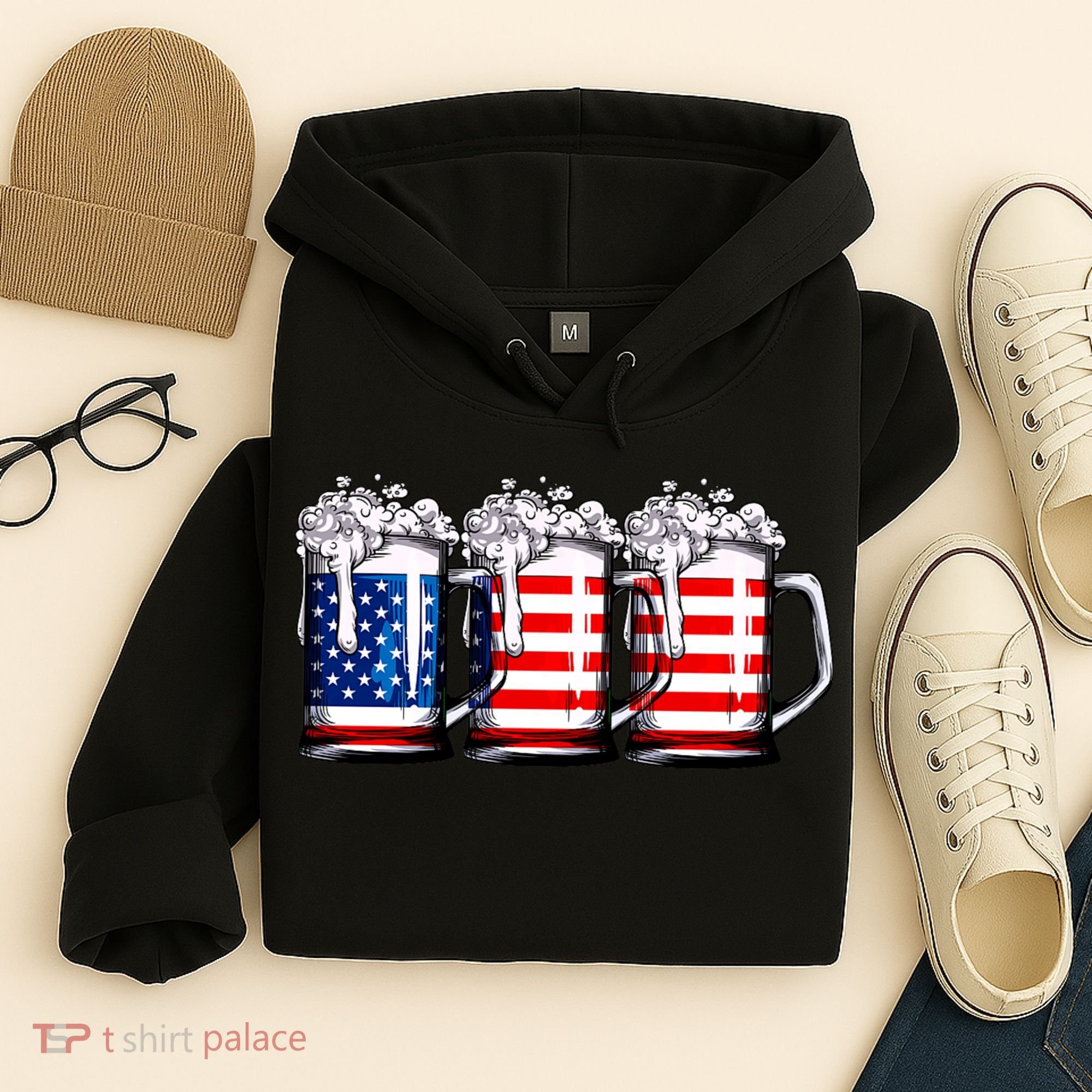 Beer American Flag 4th Of July Merica Drinking Usa Hoodie