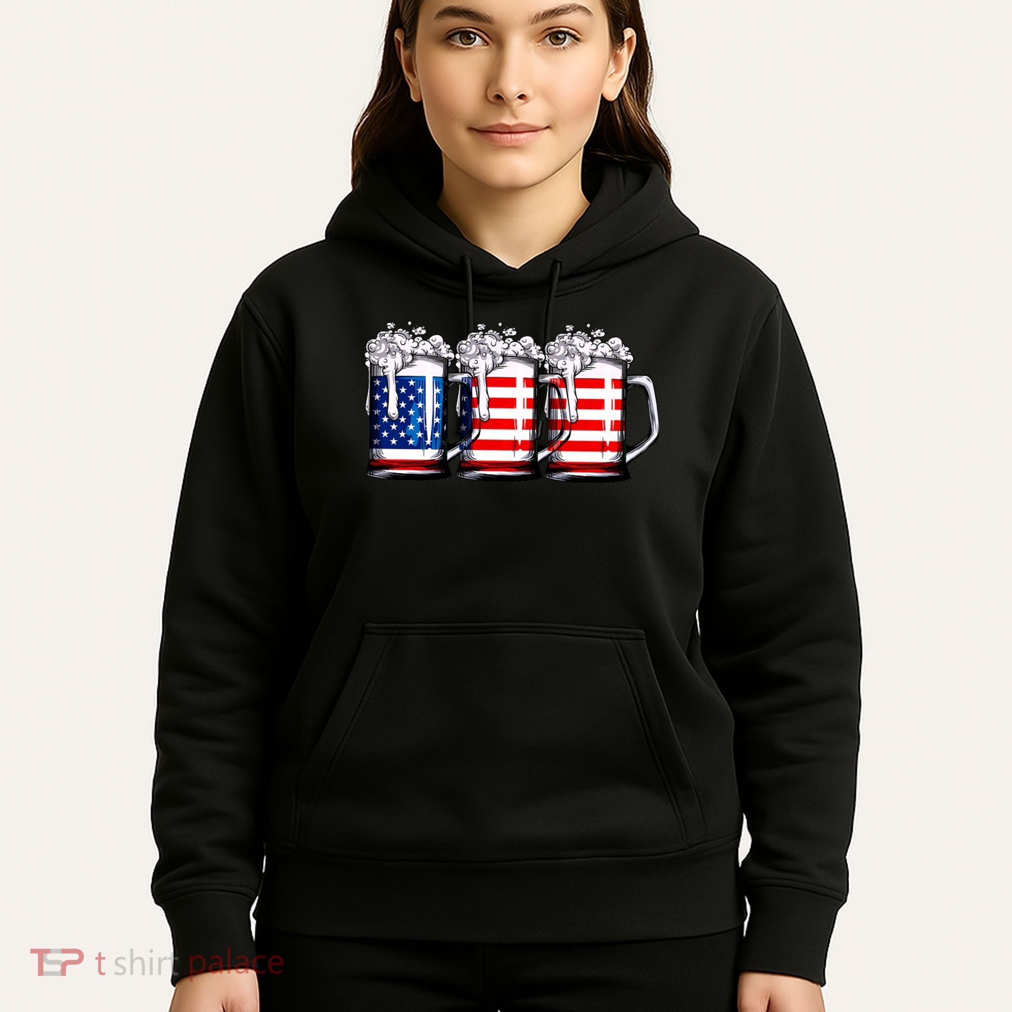 Beer American Flag 4th Of July Merica Drinking Usa Hoodie
