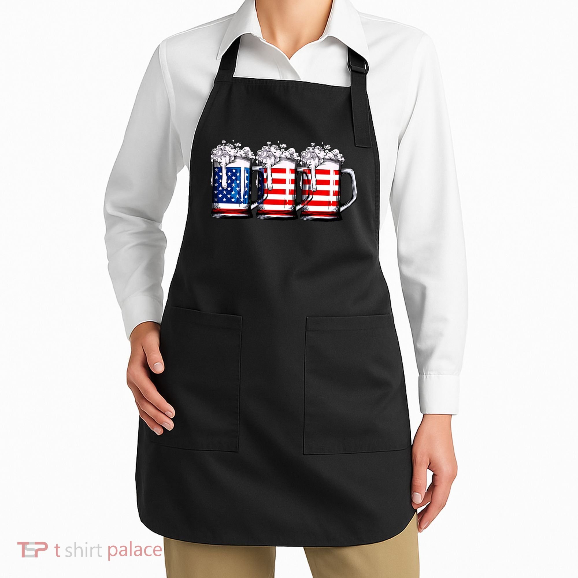 Beer American Flag 4th Of July Merica Drinking Usa Apron