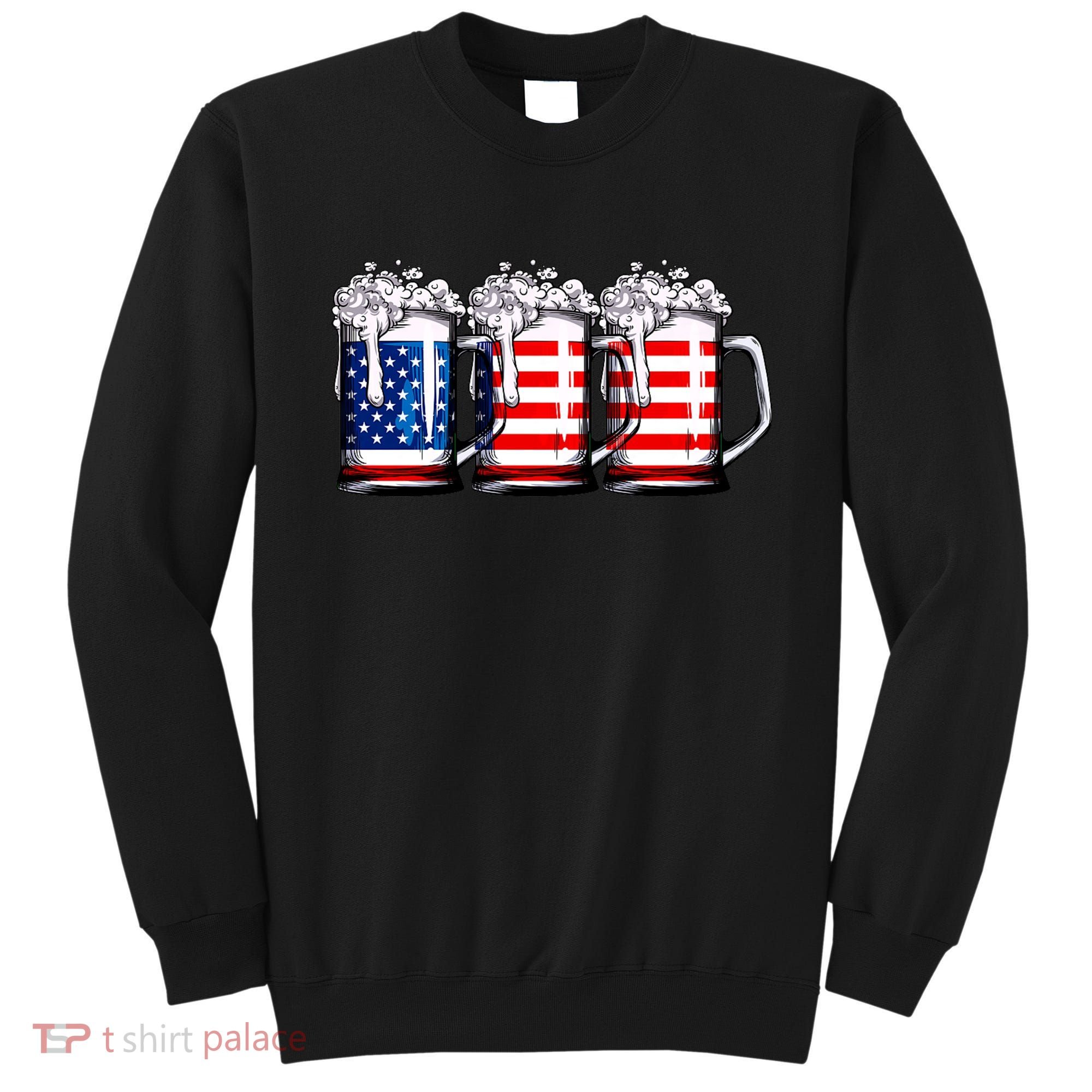Beer American Flag 4th Of July Merica Drinking Usa Sweatshirt