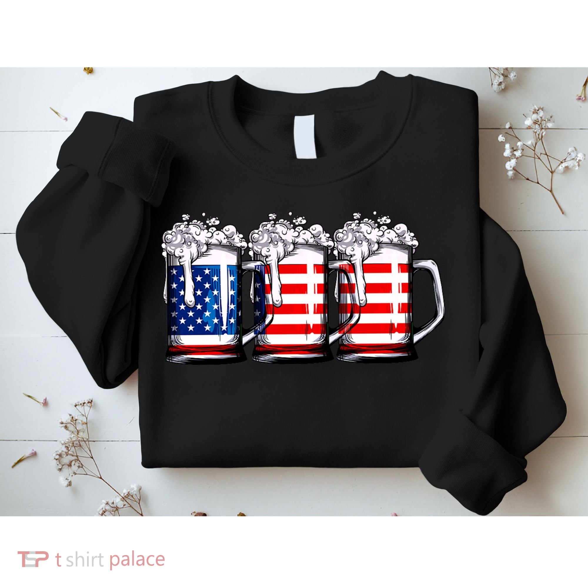 Beer American Flag 4th Of July Merica Drinking Usa Sweatshirt