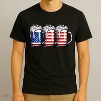 Beer American Flag 4th Of July Merica Drinking Usa T-Shirt thumb 3