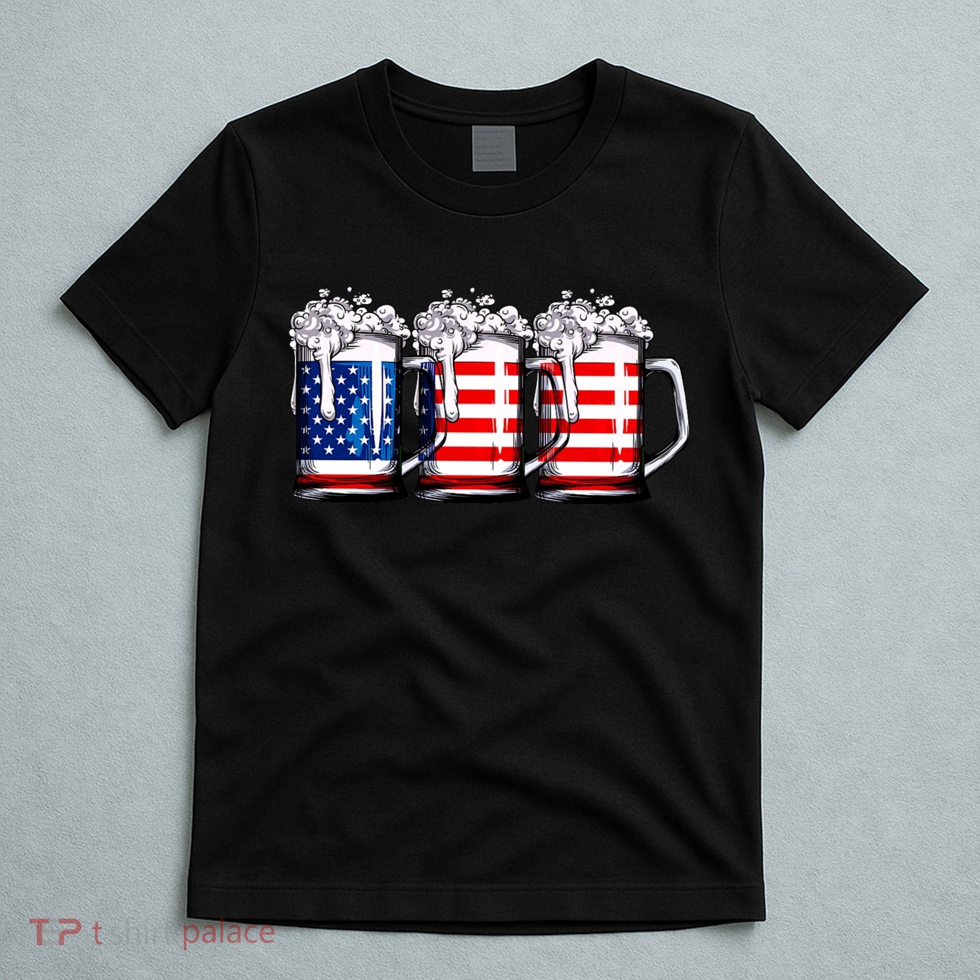 Beer American Flag 4th Of July Merica Drinking Usa T-Shirt