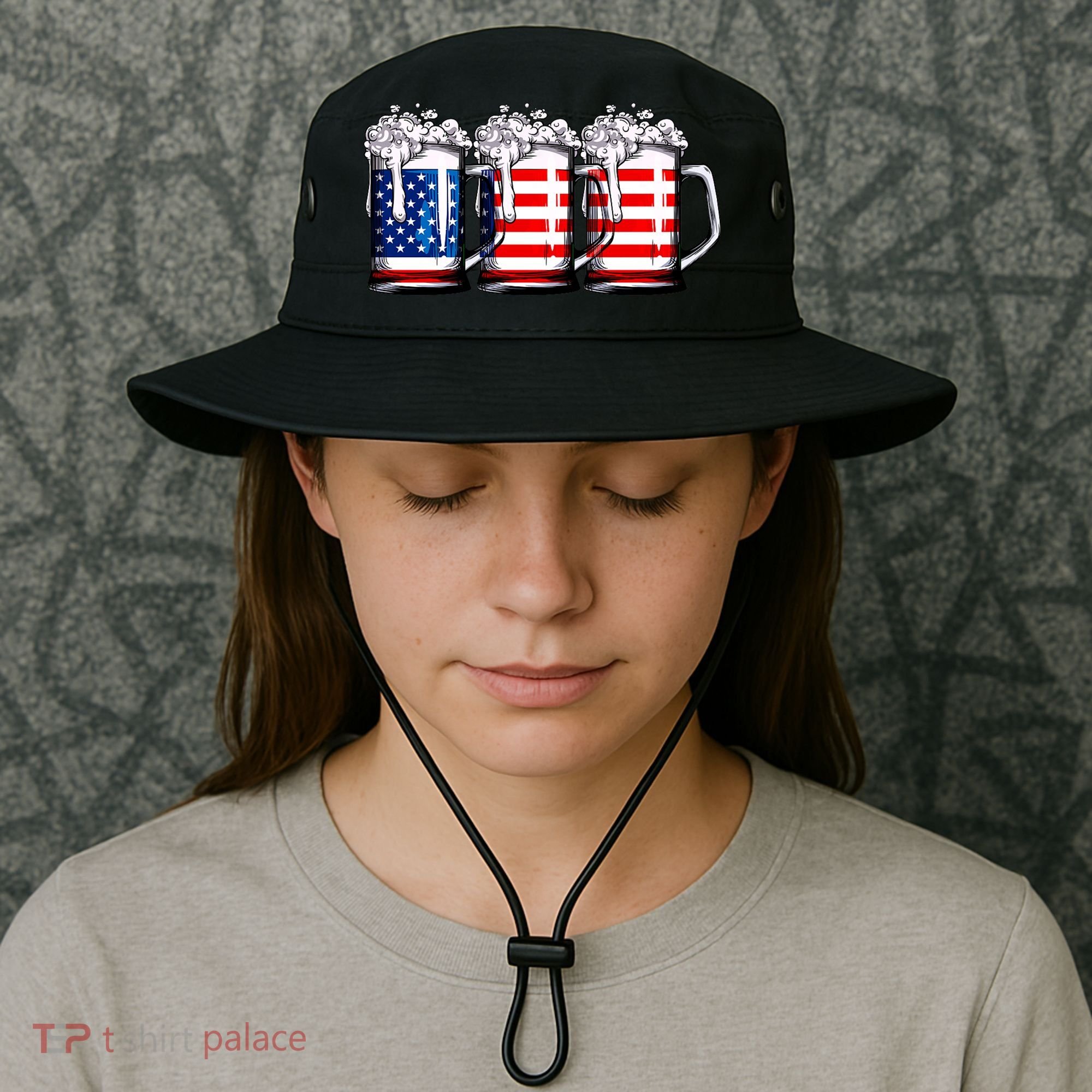 Beer American Flag 4th Of July Merica Drinking Usa Bucket Hat