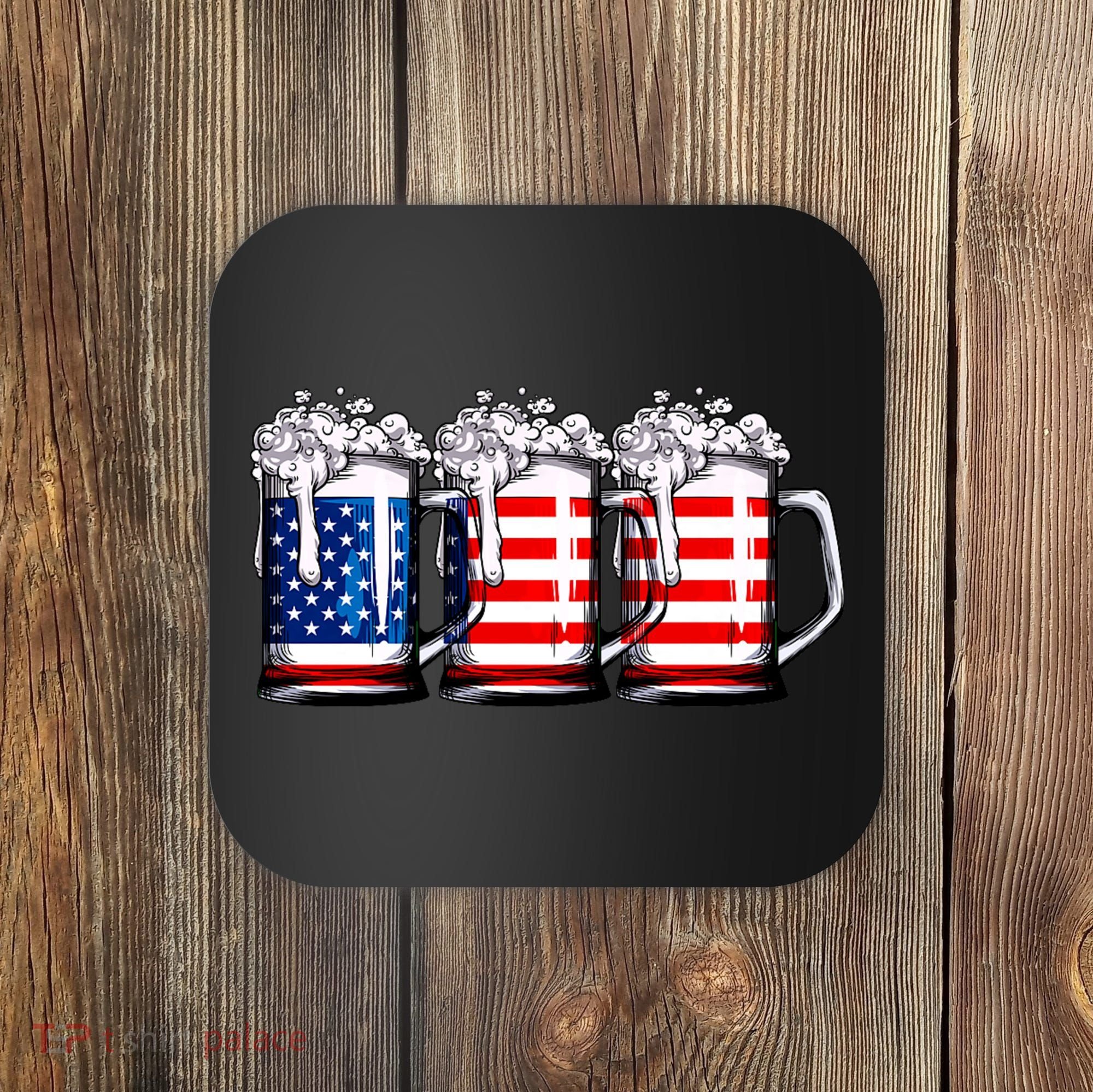 Beer American Flag 4th Of July Merica Drinking Usa Coaster