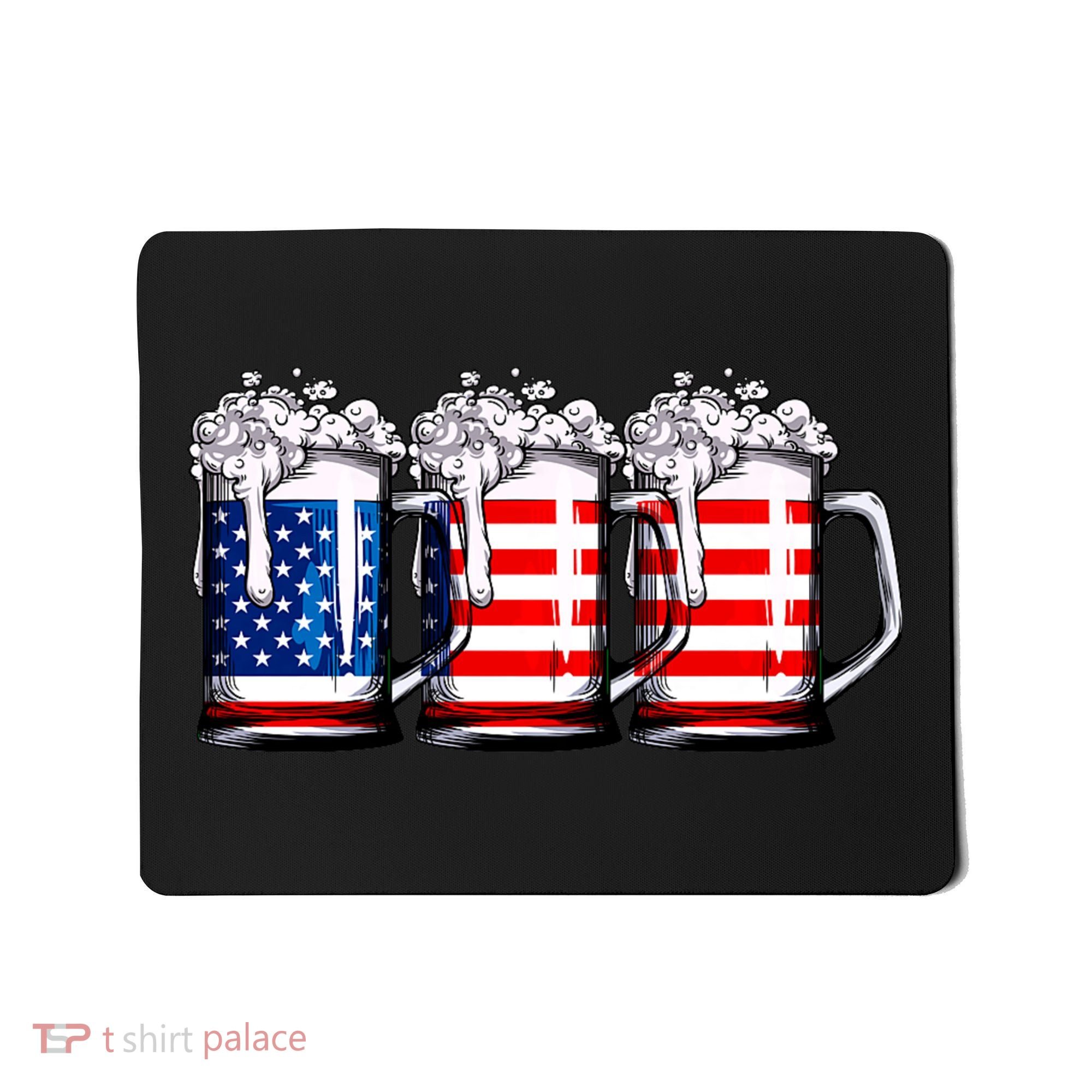 Beer American Flag 4th Of July Merica Drinking Usa Mousepad
