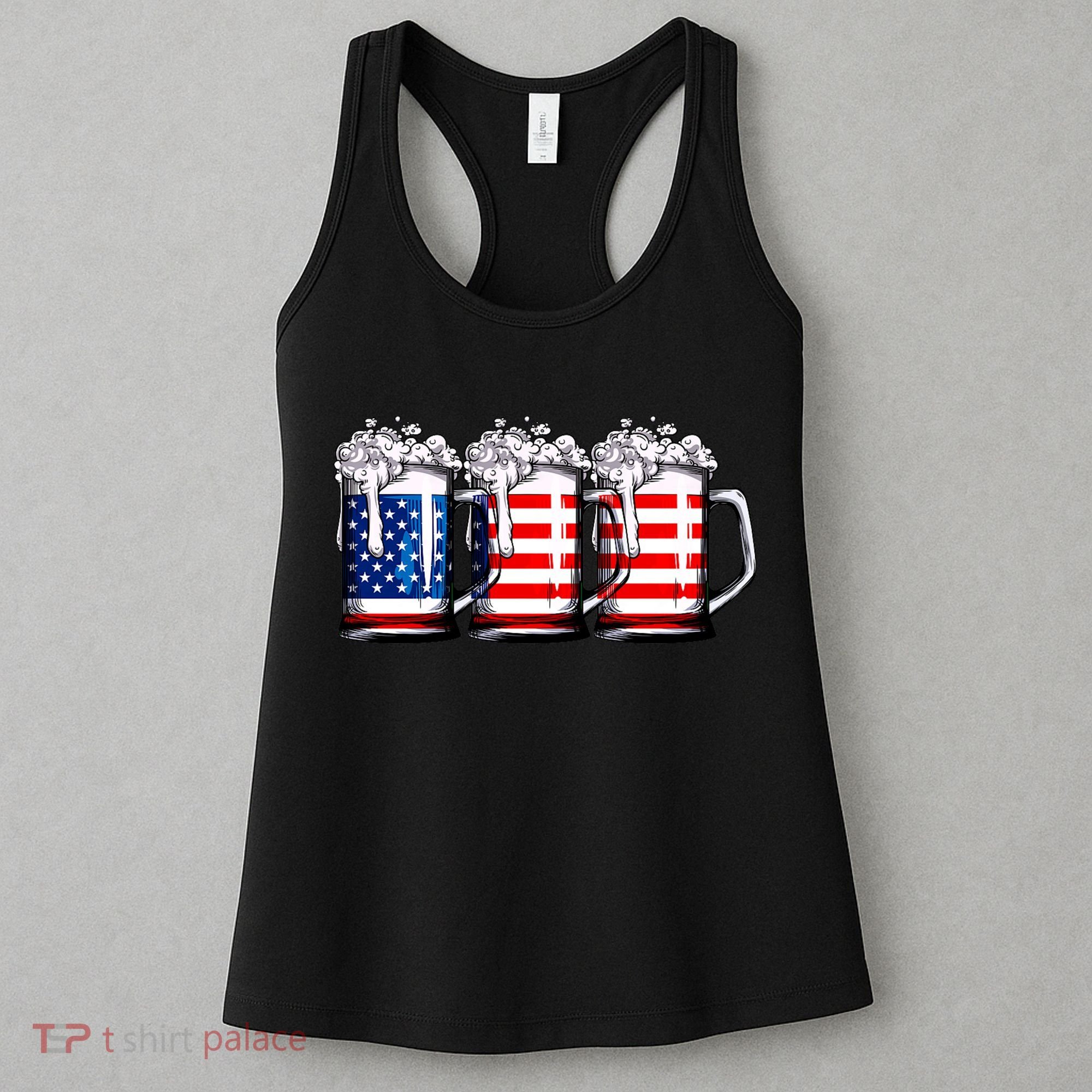Beer American Flag 4th Of July Merica Drinking Usa Women's Tank Top