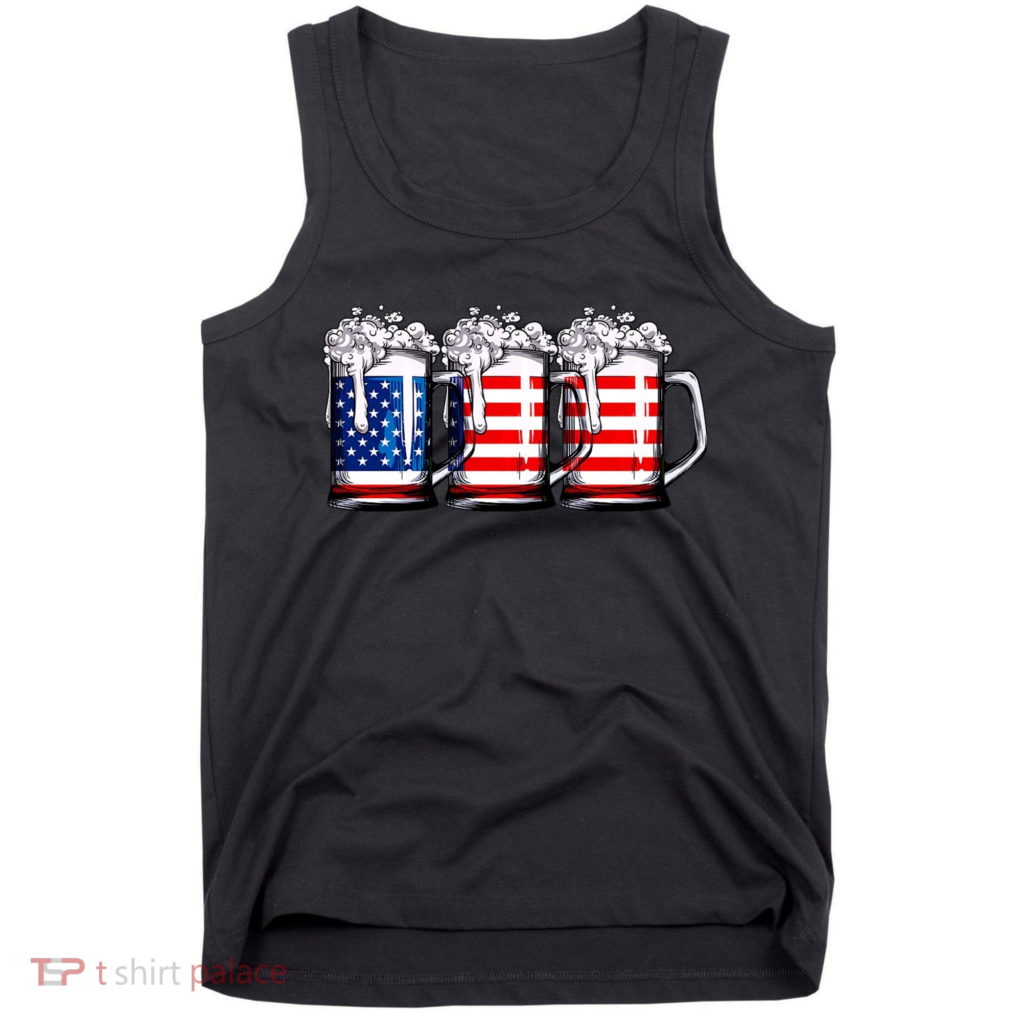 Beer American Flag 4th Of July Merica Drinking Usa Tank Top