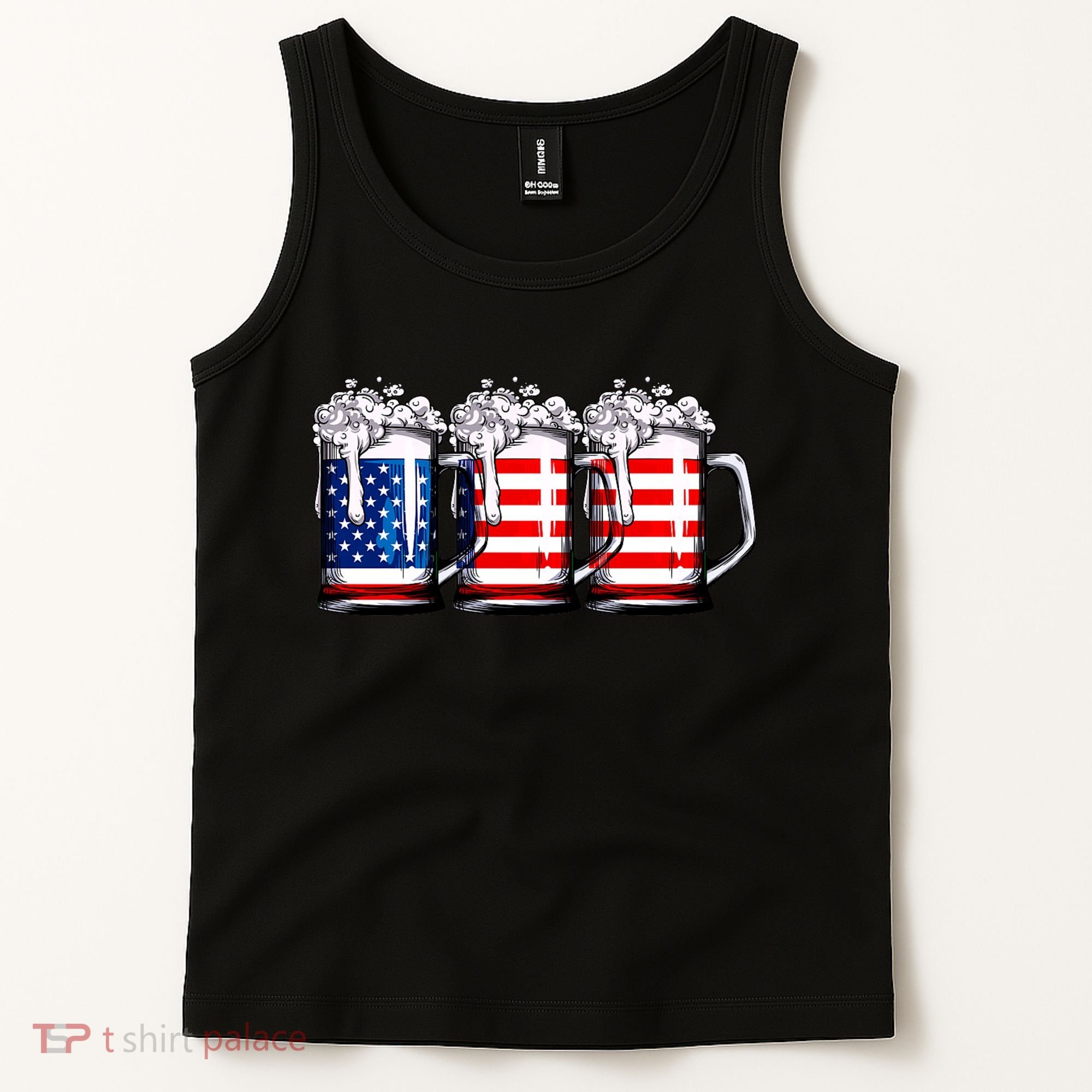 Beer American Flag 4th Of July Merica Drinking Usa Tank Top
