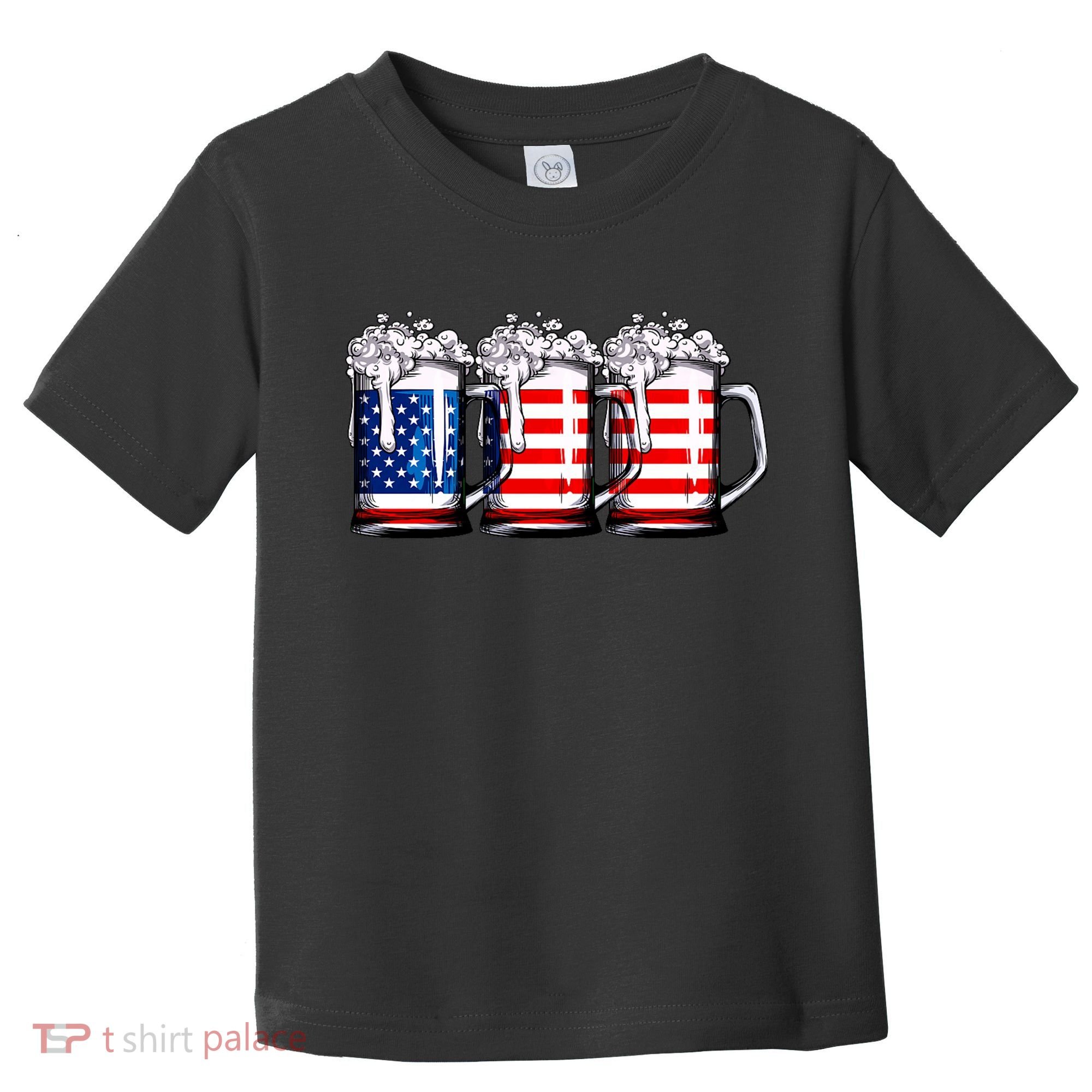 Beer American Flag 4th Of July Merica Drinking Usa Toddler T-Shirt