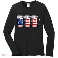 Beer American Flag 4th Of July Merica Drinking Usa Women's Long Sleeve Shirt thumb 0