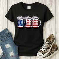 Beer American Flag 4th Of July Merica Drinking Usa Women's T-Shirt thumb 3