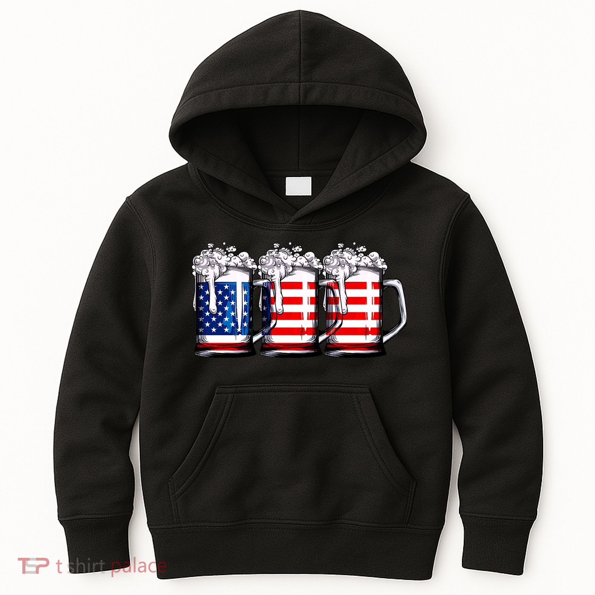 Beer American Flag 4th Of July Merica Drinking Usa Kids Hoodie