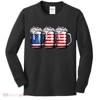 Beer American Flag 4th Of July Merica Drinking Usa Kids Long Sleeve Shirt thumb 0