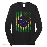 Brazilian American Flag Brazilian Roots Brazil America Long Sleeve Shirt thumb 0