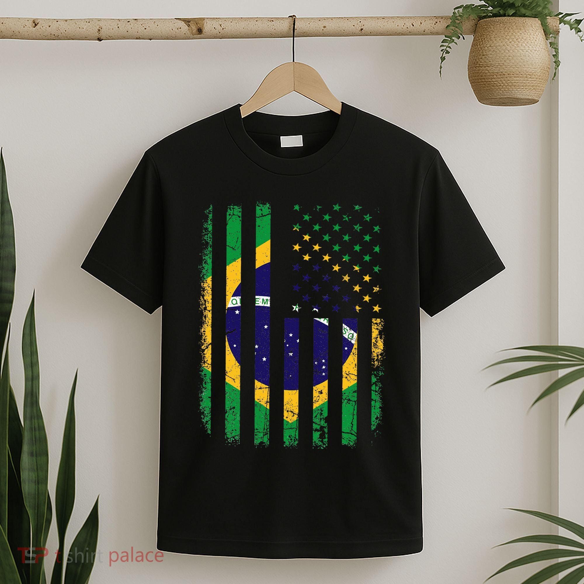 Brazilian American Flag Brazilian Roots Brazil America T-Shirt