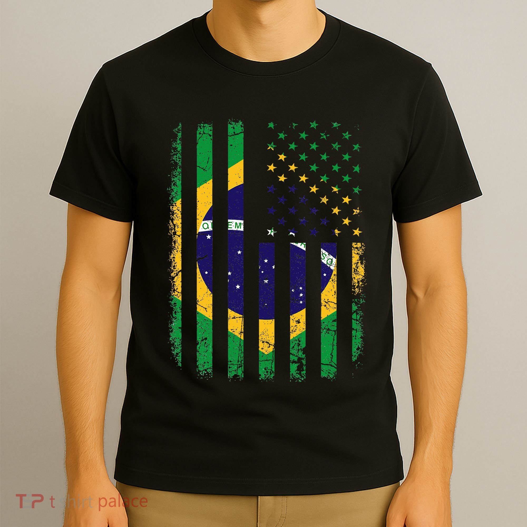 Brazilian American Flag Brazilian Roots Brazil America T-Shirt