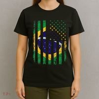 Brazilian American Flag Brazilian Roots Brazil America T-Shirt thumb 4
