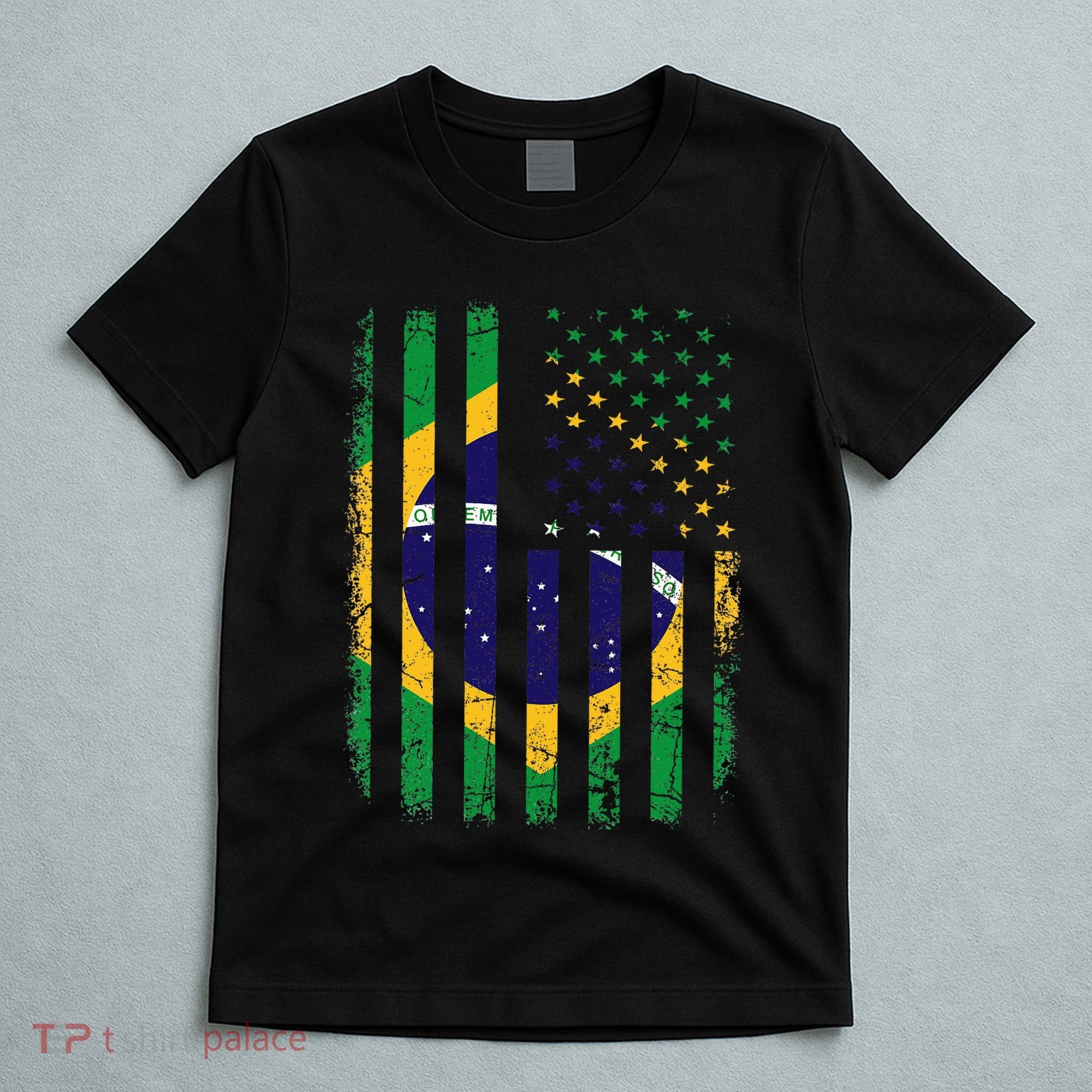 Brazilian American Flag Brazilian Roots Brazil America T-Shirt