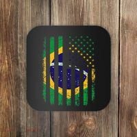 Brazilian American Flag Brazilian Roots Brazil America Coaster thumb 0