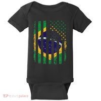 Brazilian American Flag Brazilian Roots Brazil America Baby Bodysuit thumb 0