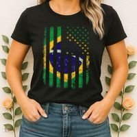 Brazilian American Flag Brazilian Roots Brazil America Women's T-Shirt thumb 2