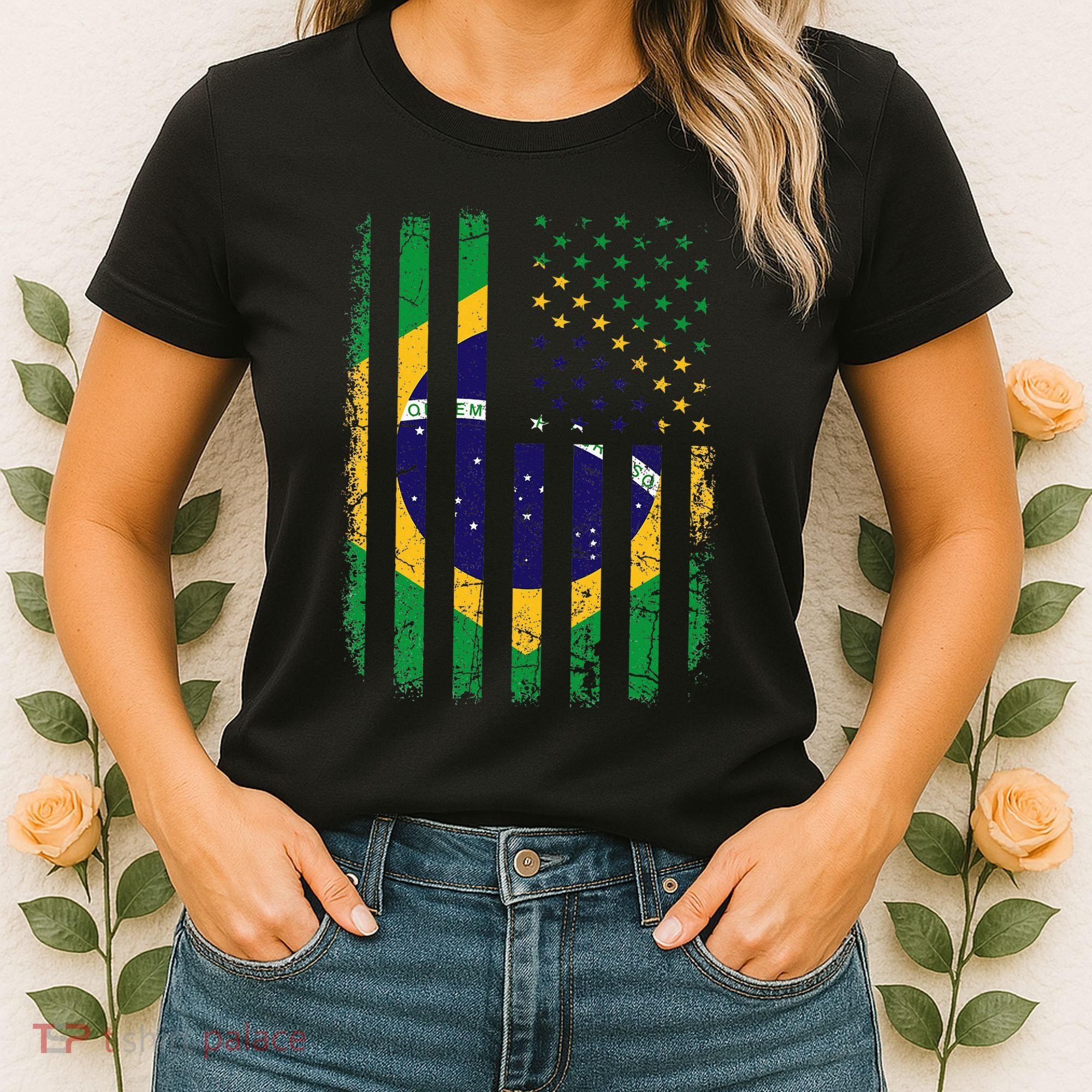 Brazilian American Flag Brazilian Roots Brazil America Women's T-Shirt