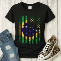 Brazilian American Flag Brazilian Roots Brazil America Women's T-Shirt thumb 3