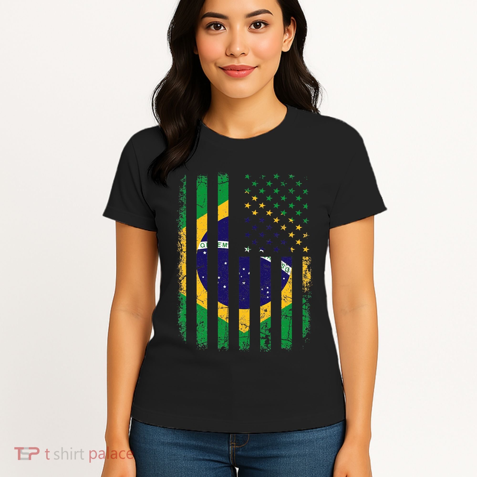 Brazilian American Flag Brazilian Roots Brazil America Women's T-Shirt