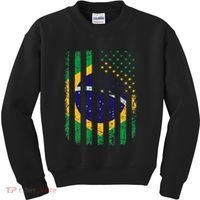 Brazilian American Flag Brazilian Roots Brazil America Kids Sweatshirt thumb 0