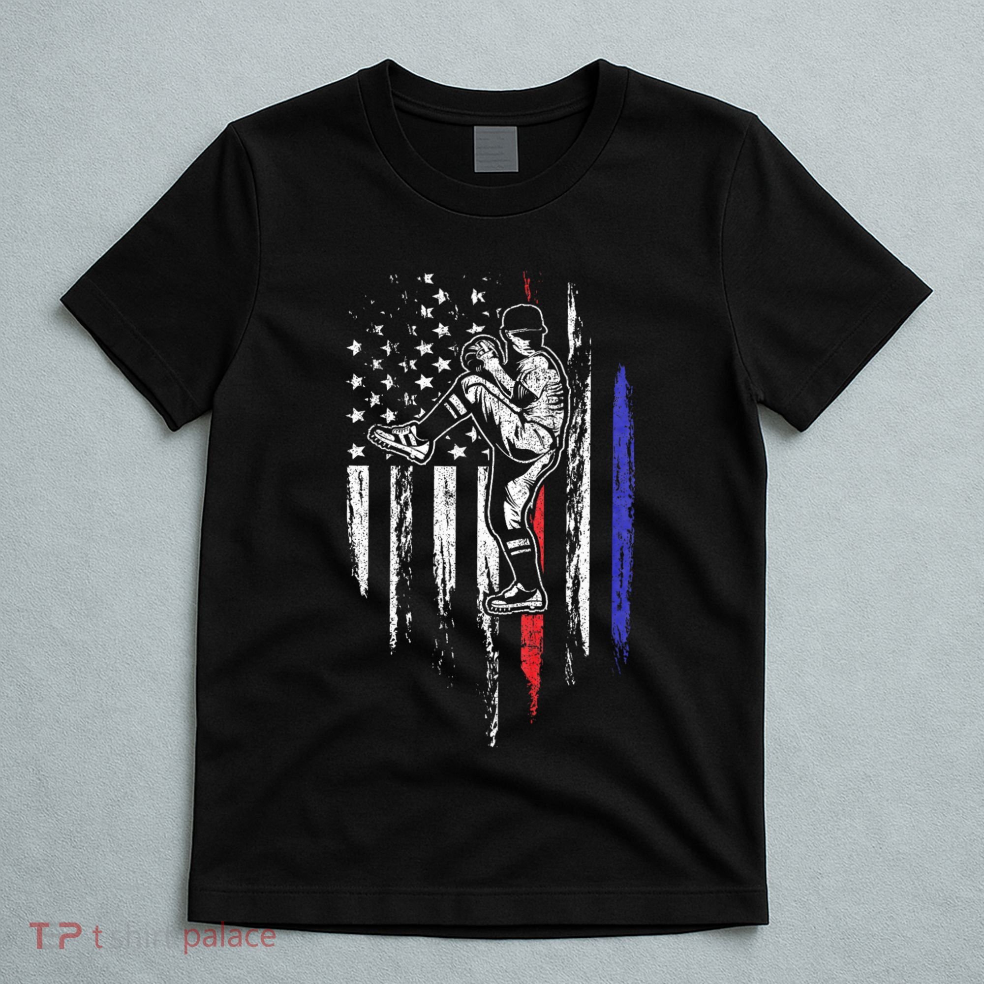 Baseball American Flag Pitcher Usa Pitching 4th Of July Gift T-Shirt