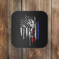 Baseball American Flag Pitcher Usa Pitching 4th Of July Gift Coaster thumb 0
