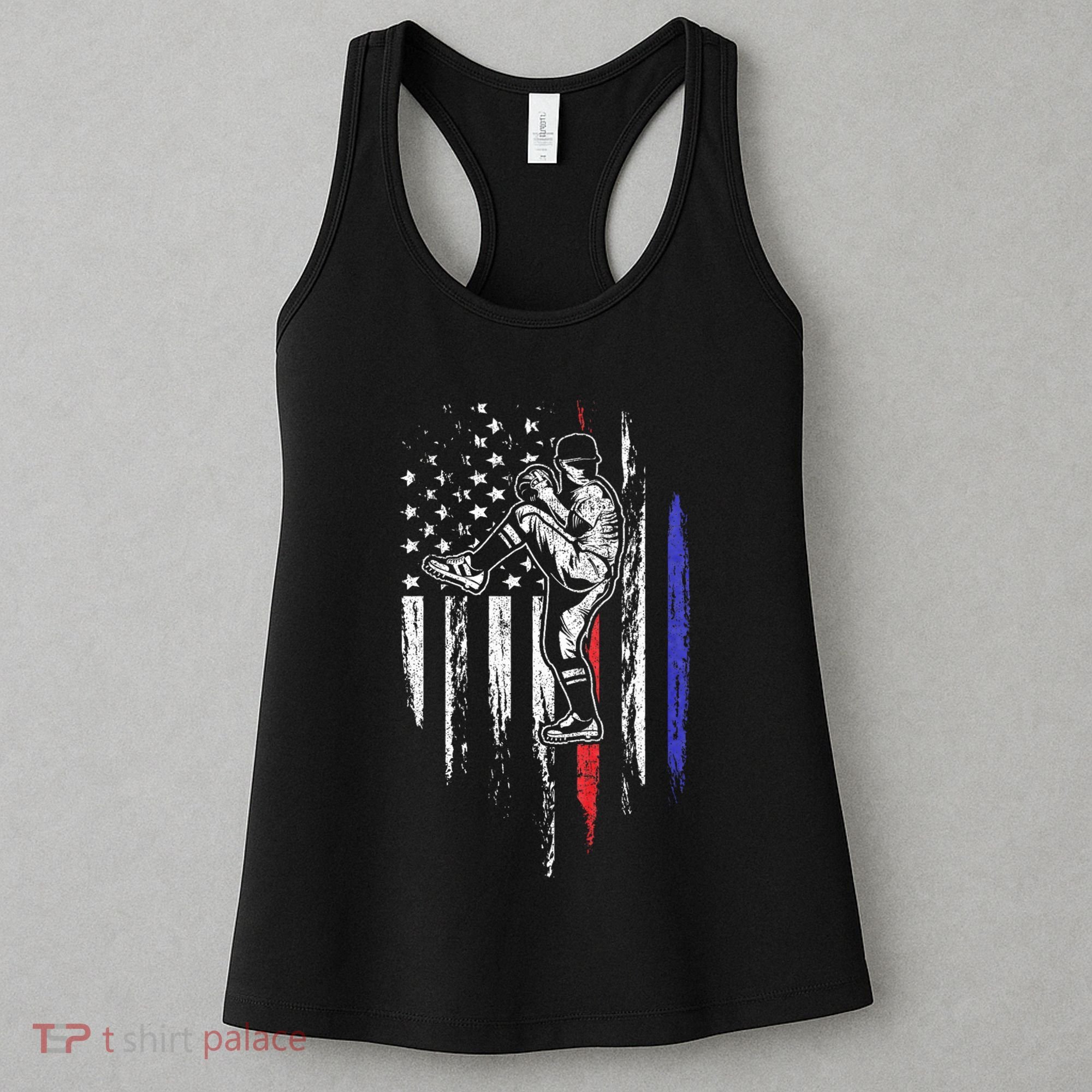 Baseball American Flag Pitcher Usa Pitching 4th Of July Gift Women's Tank Top