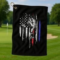 Baseball American Flag Pitcher Usa Pitching 4th Of July Gift Golf Towel thumb 1