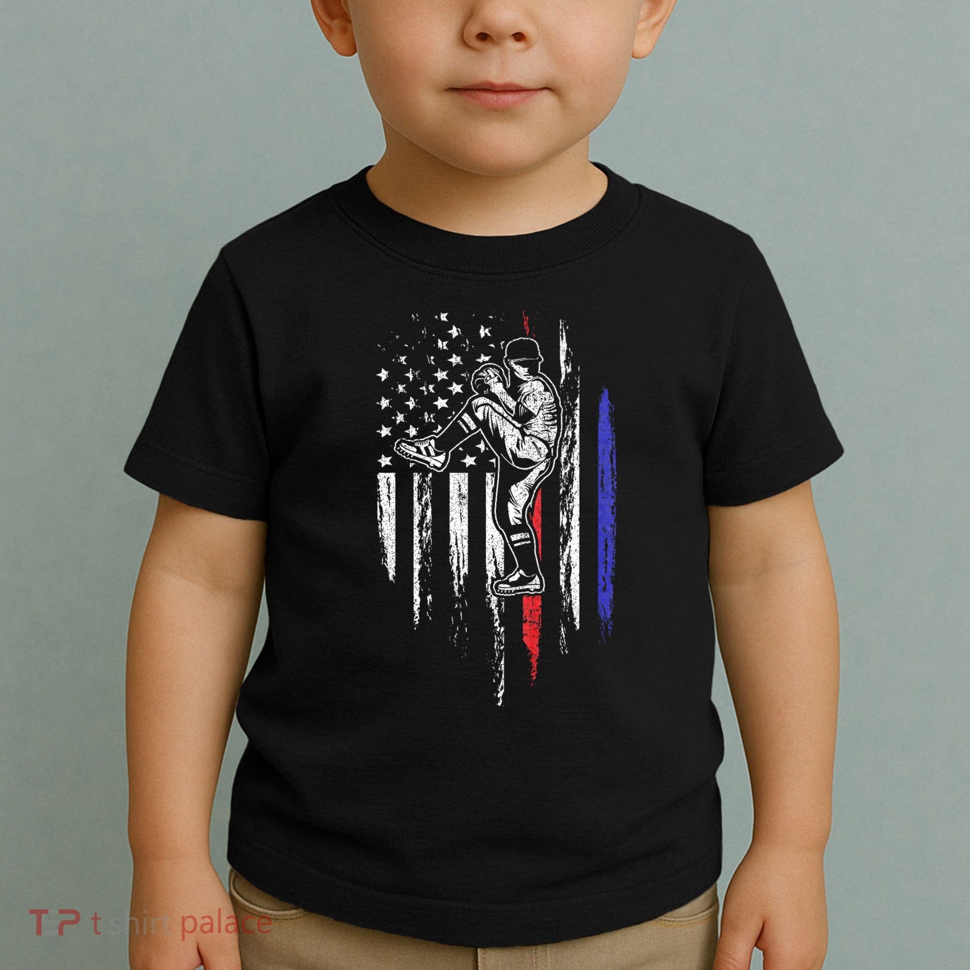 Baseball American Flag Pitcher Usa Pitching 4th Of July Gift Toddler T-Shirt