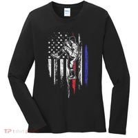 Baseball American Flag Pitcher Usa Pitching 4th Of July Gift Women's Long Sleeve Shirt thumb 0